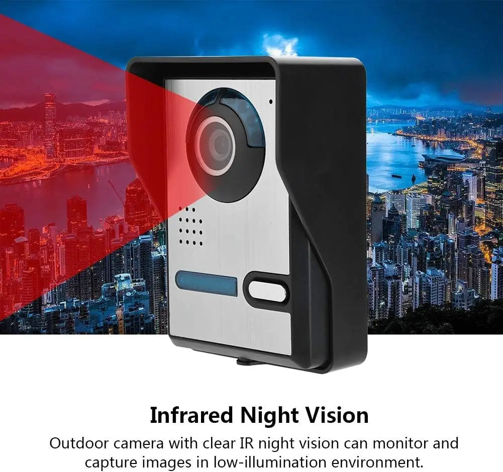 Video Intercom System doorbell camera kit with 7-inch display and infrared night vision