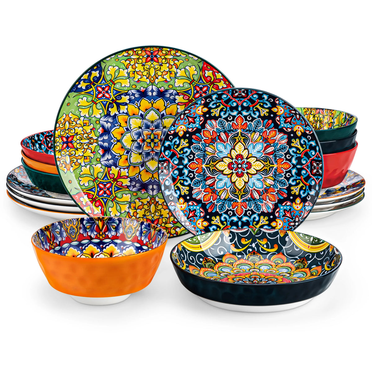 MALACASA Ceramic Dinnerware Set Bohemian Style For Six by S And B Enterprise