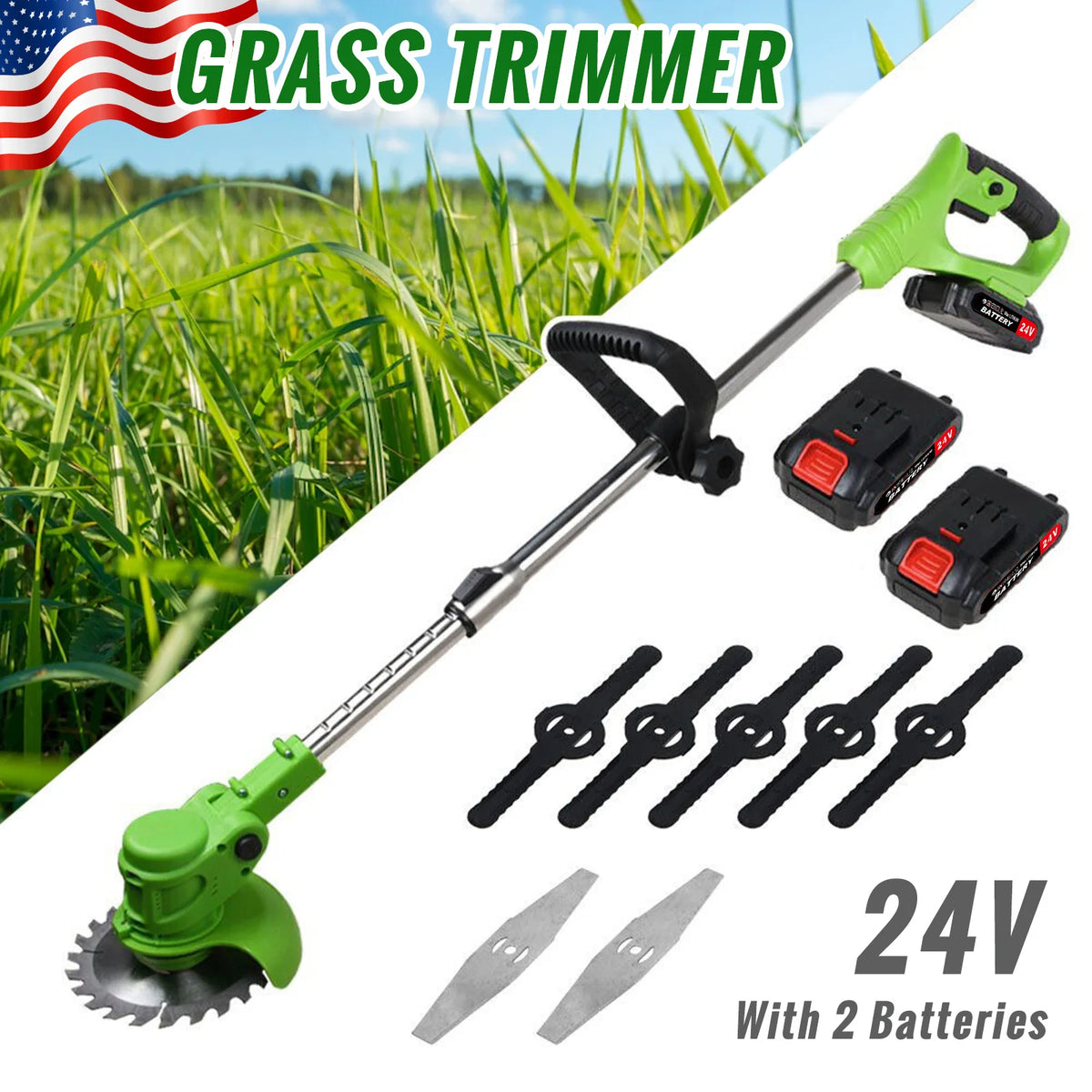 Cordless 2-In-1 Weed Trimmer and Grass Edger With Fast Charger by S And B Enterprise