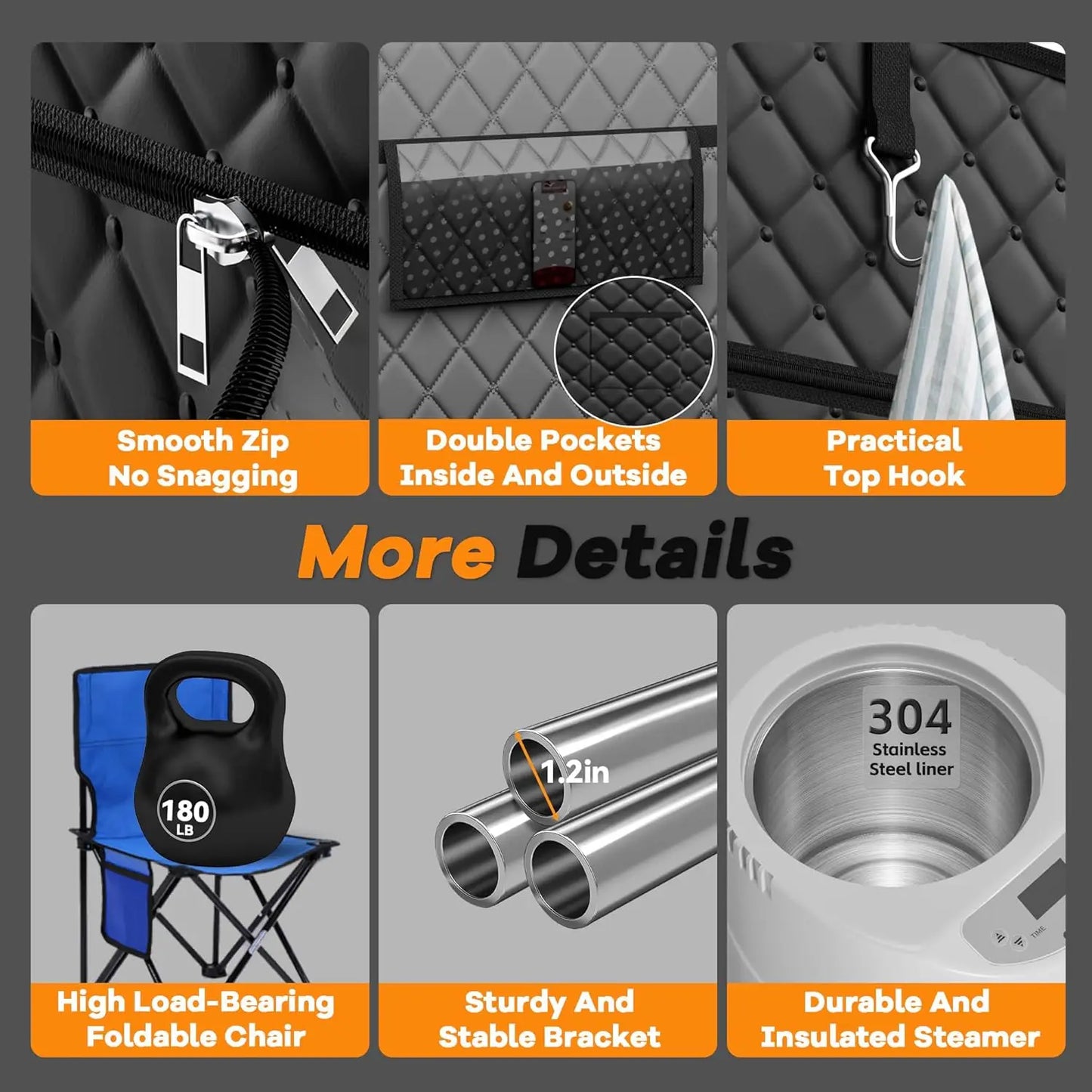 Portable Home Steam Sauna With Remote And Foldable Chairs
