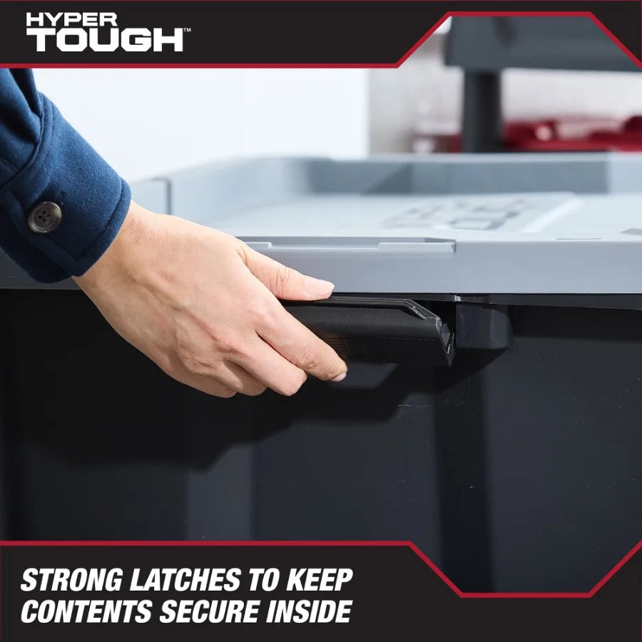 Durable Plastic Storage Bin With Secure Latch Lid For Home