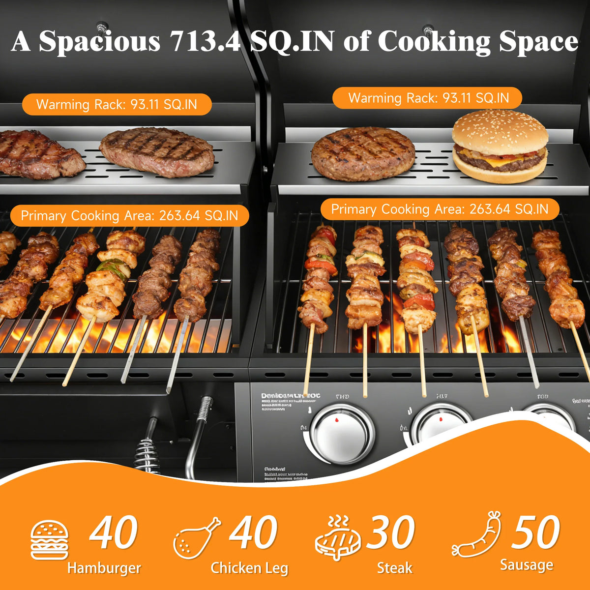 Dual Fuel Gas And Charcoal Grill With Side Burner 40,000 BTU by S And B Enterprise