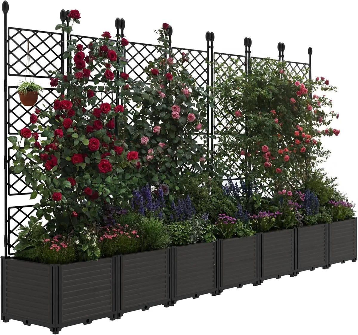 TWISTER.CK Plastic Planter Box With Trellis Rack Raised Garden Bed by S And B Enterprise
