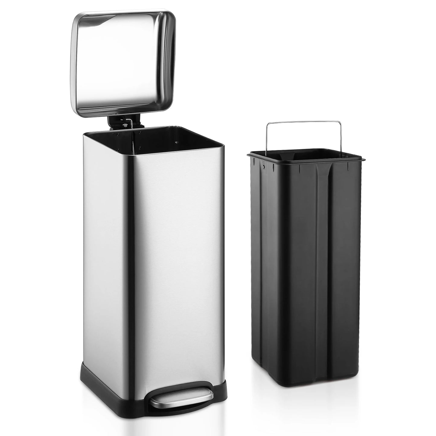 HiMISS Fingerprint Resistant Step Trash Can With Soft Close Lid