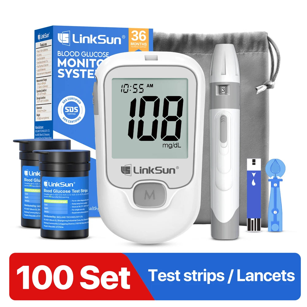 Linksun G-425-3 Blood Glucose Meter Glucometer Complete Kit