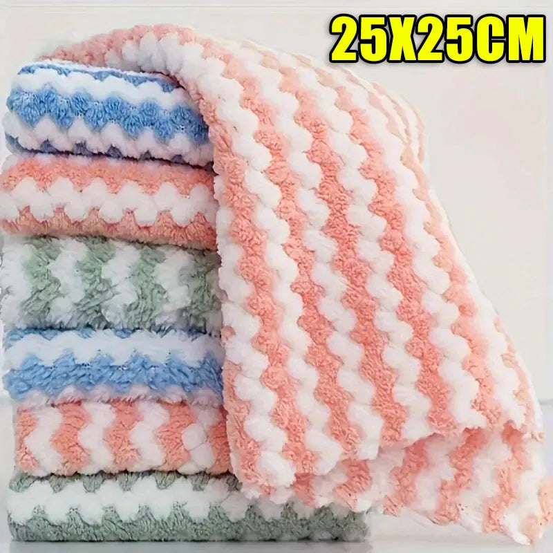 10/40PCS Super Absorbent Dishcloths Coral Fleece Cleaning Cloths Thickened Kitchen Washing Dish Rags Glass Windows Wipe Towels by S And B Enterprise