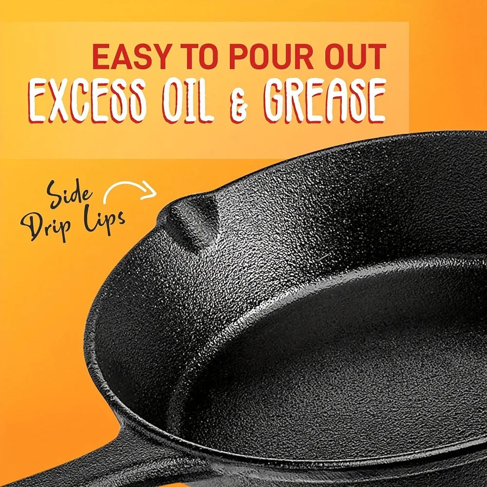 AEDG Cast Iron Skillet Set Preseasoned Nonstick Cookware by S And B Enterprise