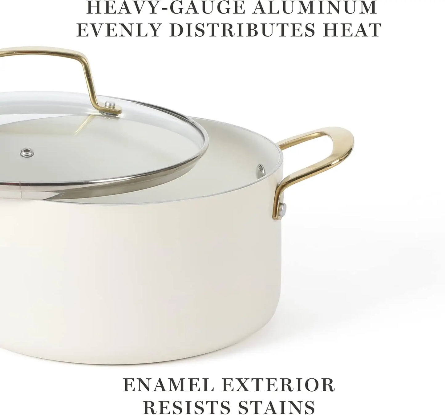 Ceramic Non-Toxic Cookware Set With Gold Handles For Everyday Cooking