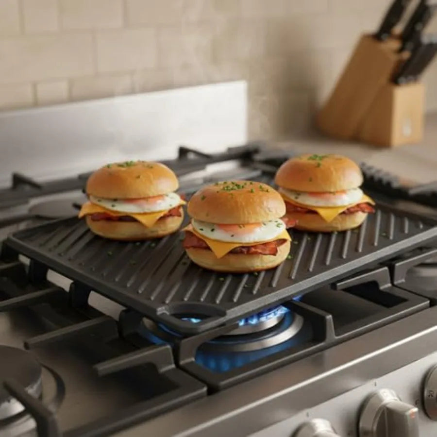 YAO HUI HUANG 3-in-1 Cast Iron Grill Press Set Dual-Sided