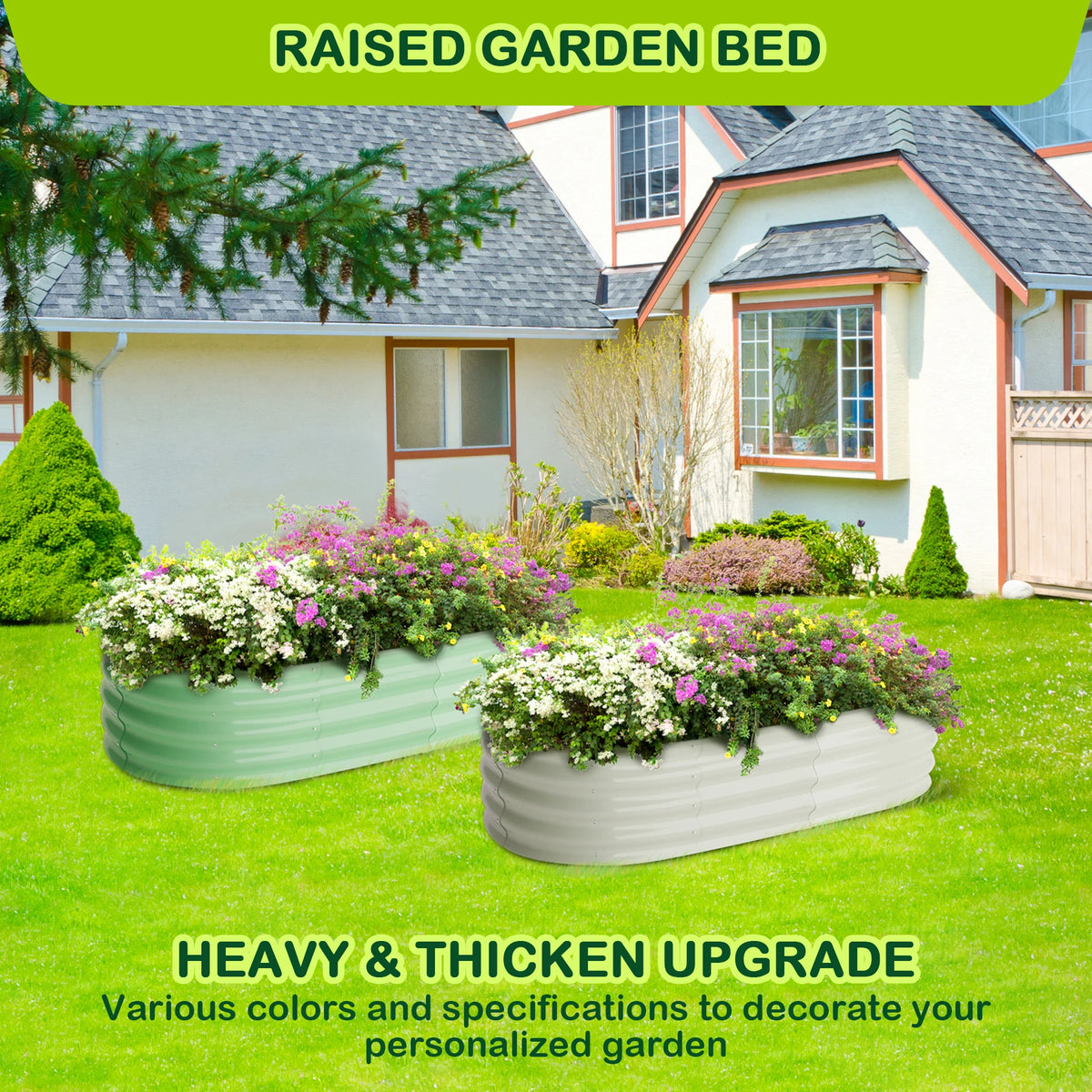 HiMISSH Oval Galvanized Raised Garden Beds For Outdoor Use by S And B Enterprise