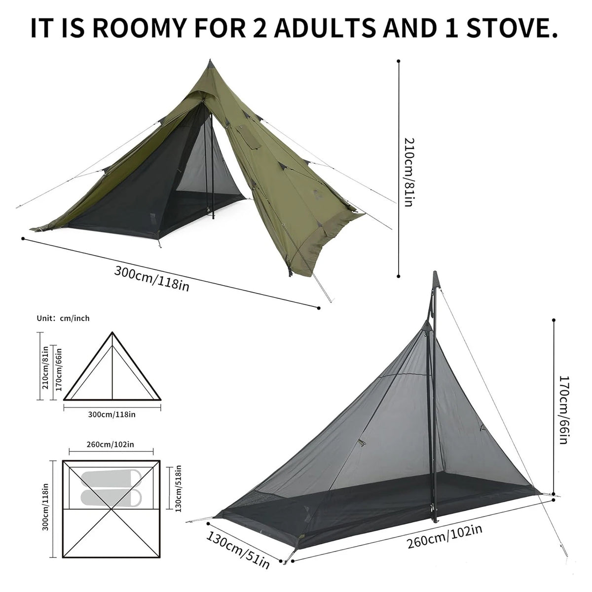 Naturehike Ultralight Camping Tent Chimney Window Teepee Pyramid by S And B Enterprise