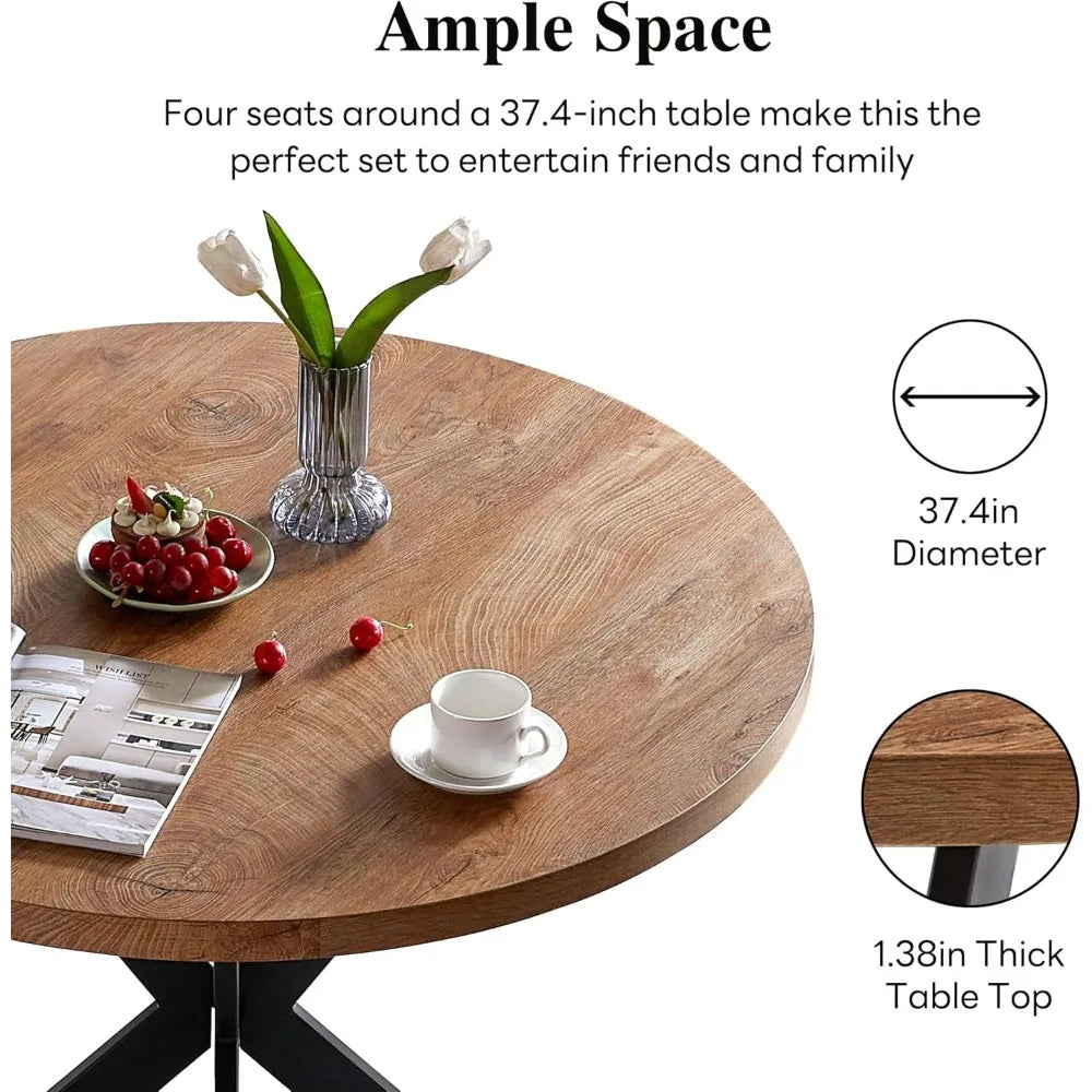 3-Piece Dining Table Set for 2 - Space Saving 37-Inch Round Table and Chairs, by S And B Enterprise