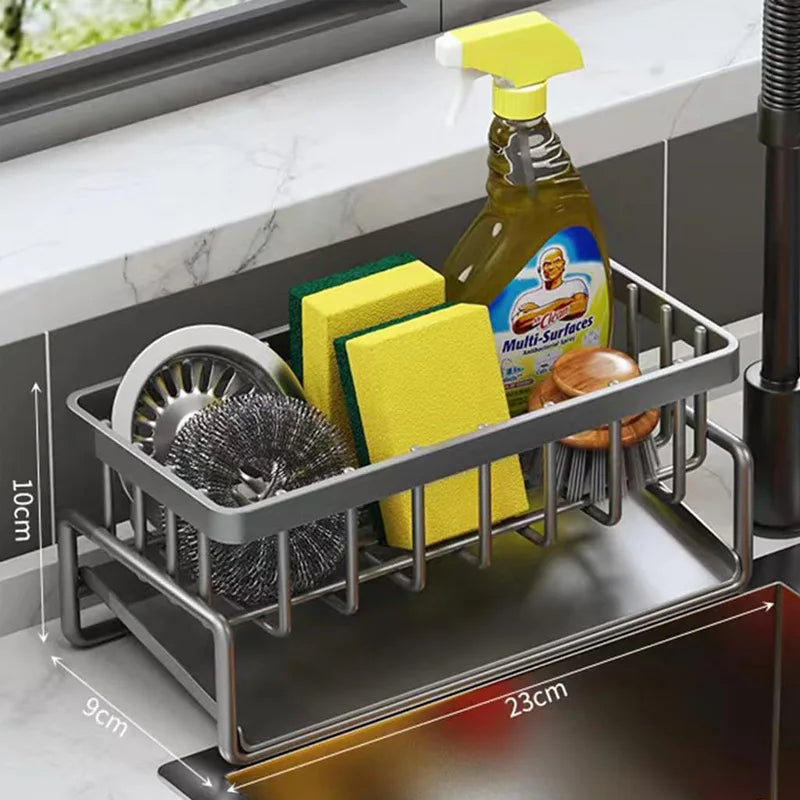 Kitchen Sink Organizer Carbon Steel with Tilted Water Tray Storage Rack for Sponge Brush 23×9×10cm by S And B Enterprise