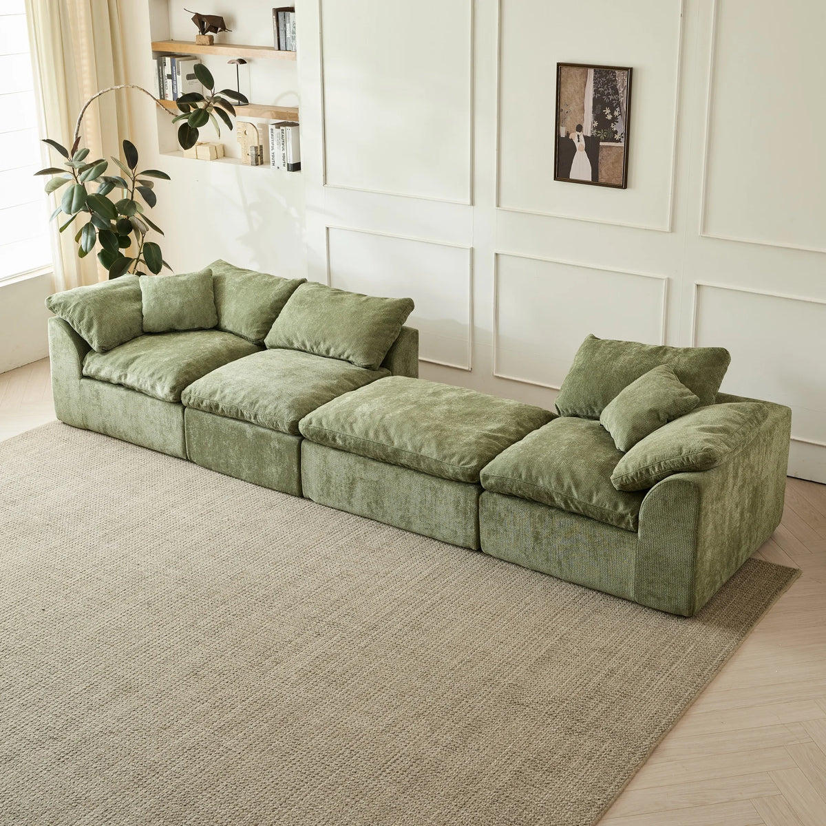 Yeflixvrau Modern Cloud L-Shaped Chenille Sectional Sofa With Ottoman by S And B Enterprise