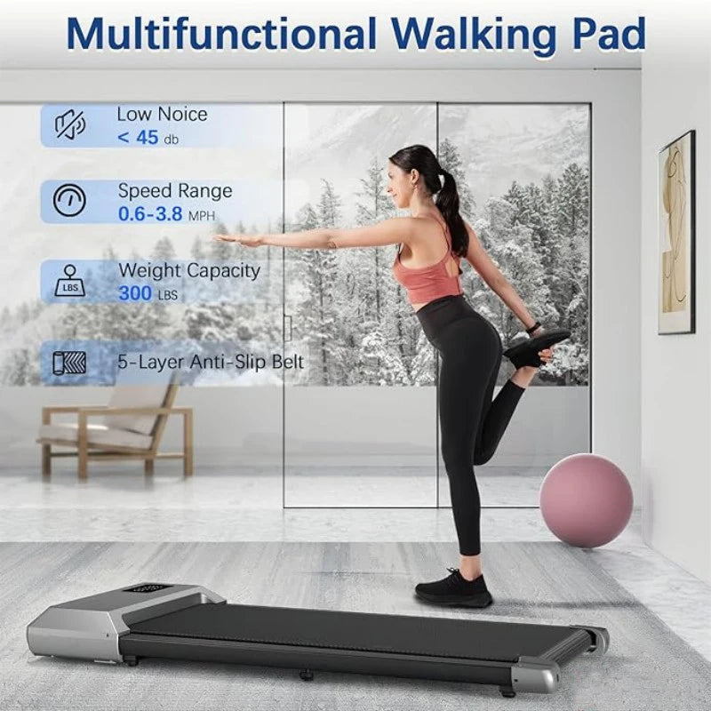 2in1 walking and running treadmill for home use with LCD display, black and gray finish