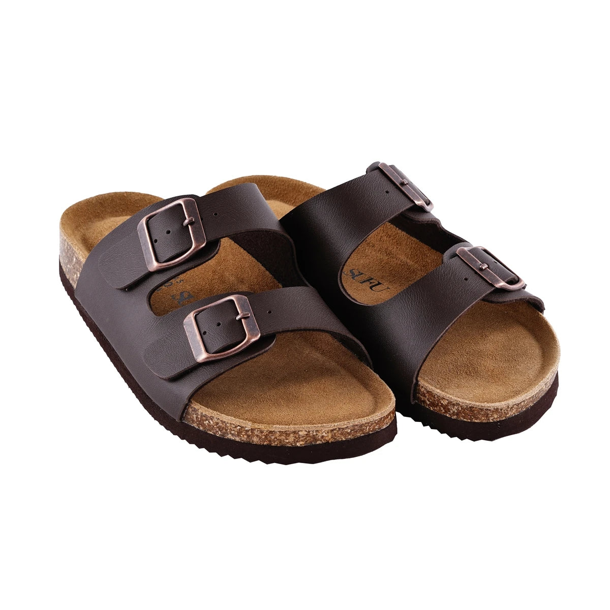 None Soft Footbed Leather Sandals Women Cork Casual Slippers by S And B Enterprise