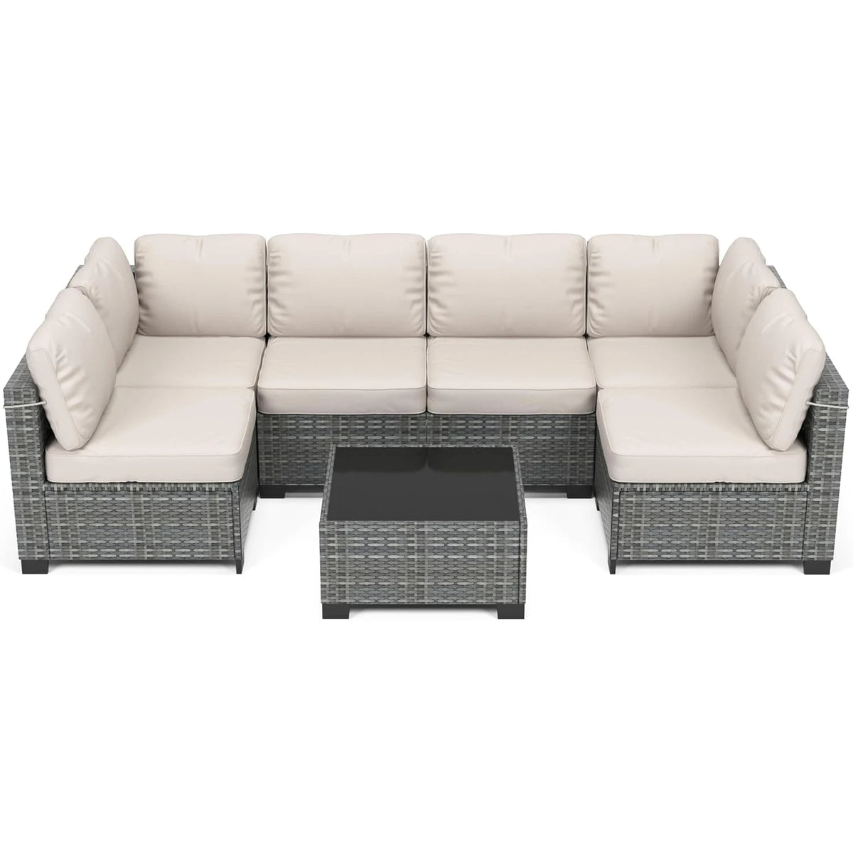 HobbyLane 7 Piece Modular Outdoor Furniture Set PE Rattan Wicker Garden by S And B Enterprise