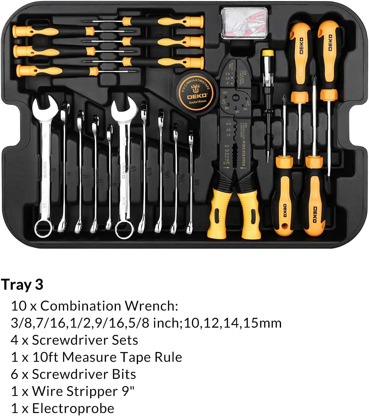 DEKO 258 Tool Kit With Rolling Toolbox Socket Wrench Set