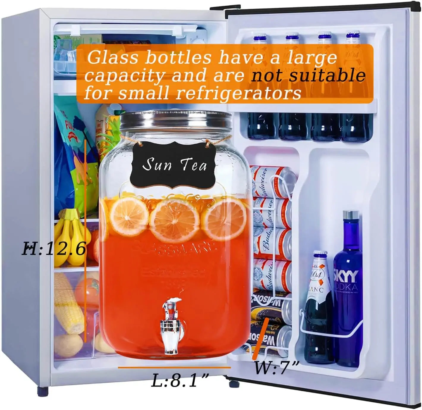 2 Gallon Glass Drink Dispenser for Parties with 2 Press Spigots and Fruit Infuser by S And B Enterprise