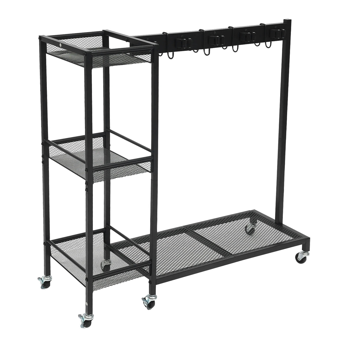 Iron Cleaning Tool Storage Cart On 6 Wheels With Hooks And Shelves by S And B Enterprise