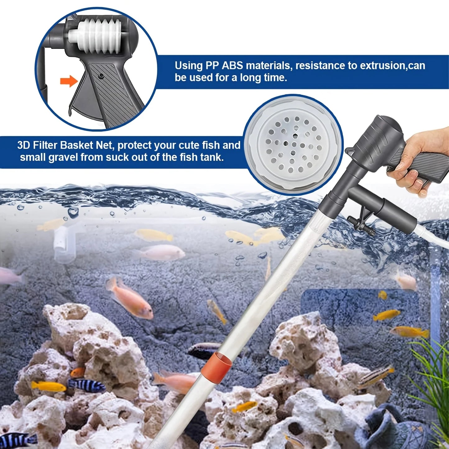 Aquarium Maintenance Tools Kit With Siphon Vacuum And Algae Scraper