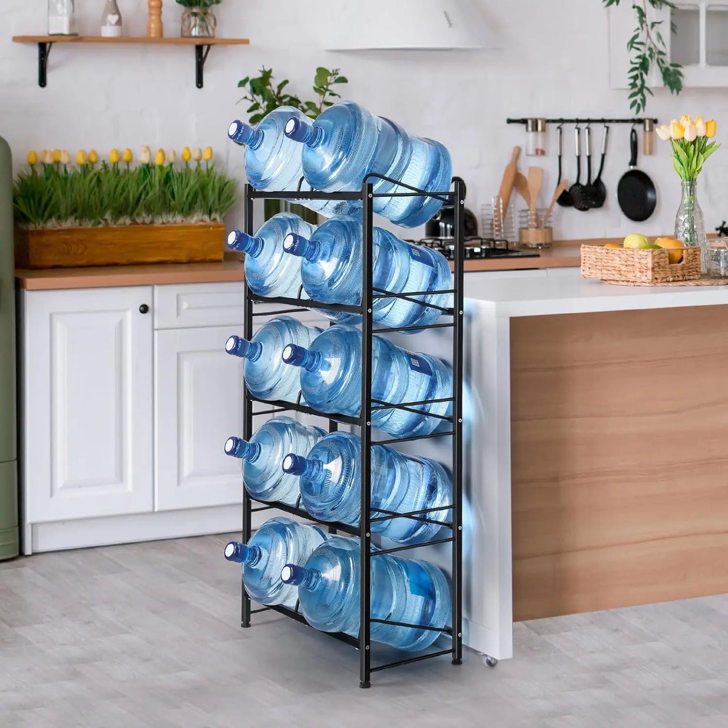 Five Tier Water Jug Rack Storage Stand For Ten Bottles