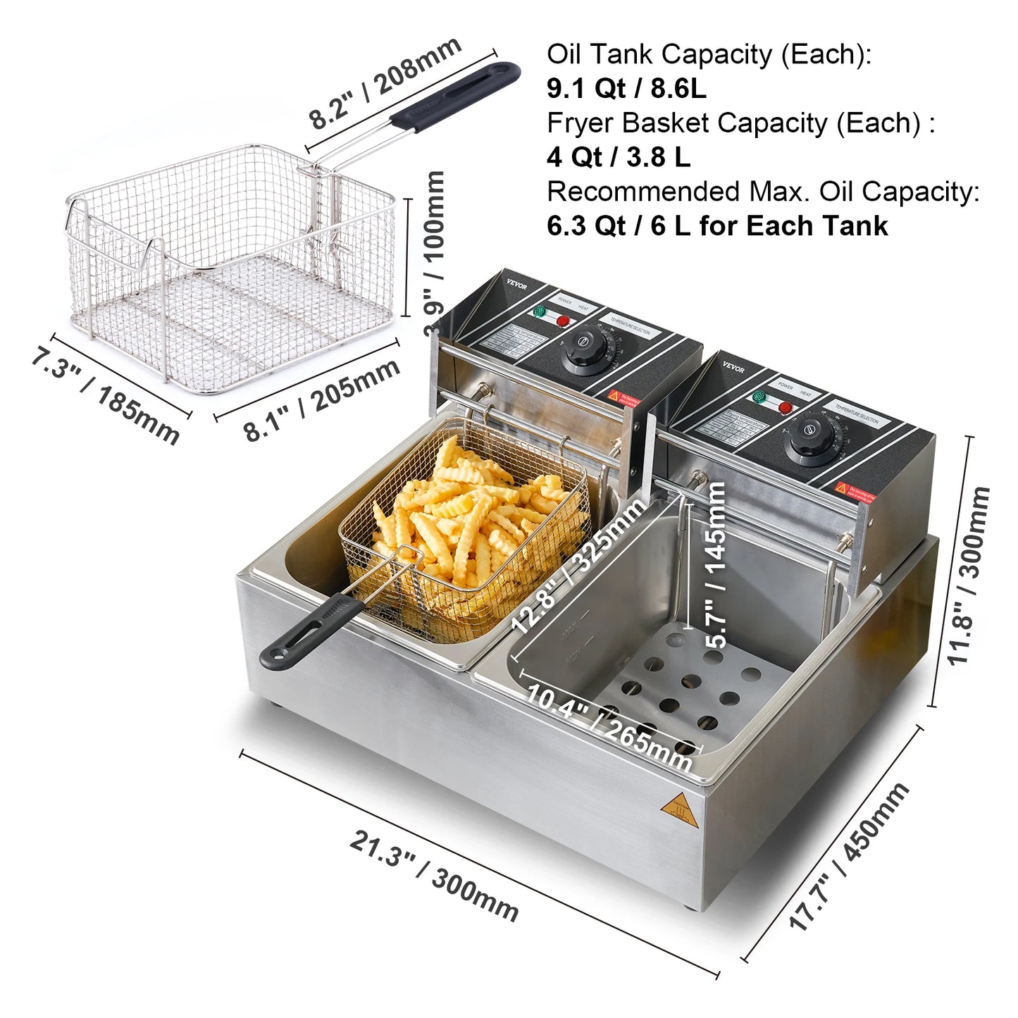 SucceBuy Electric Deep Fryer With Dual Removable Tanks by S And B Enterprise