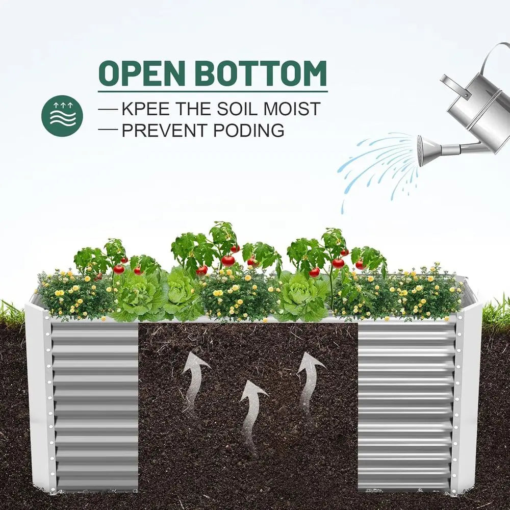 Galvanized Metal Raised Garden Bed for Vegetables Durable Outdoor Planter by S And B Enterprise