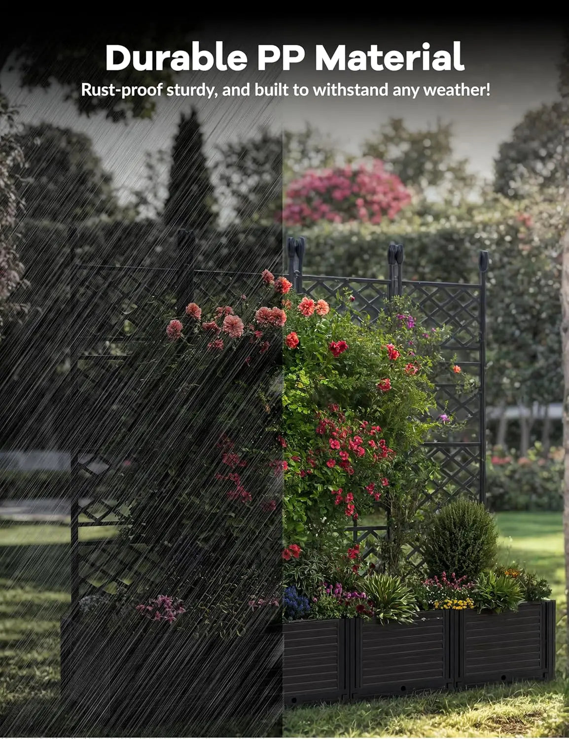 TWISTER.CK Plastic Planter Box With Trellis Rack Raised Garden Bed by S And B Enterprise