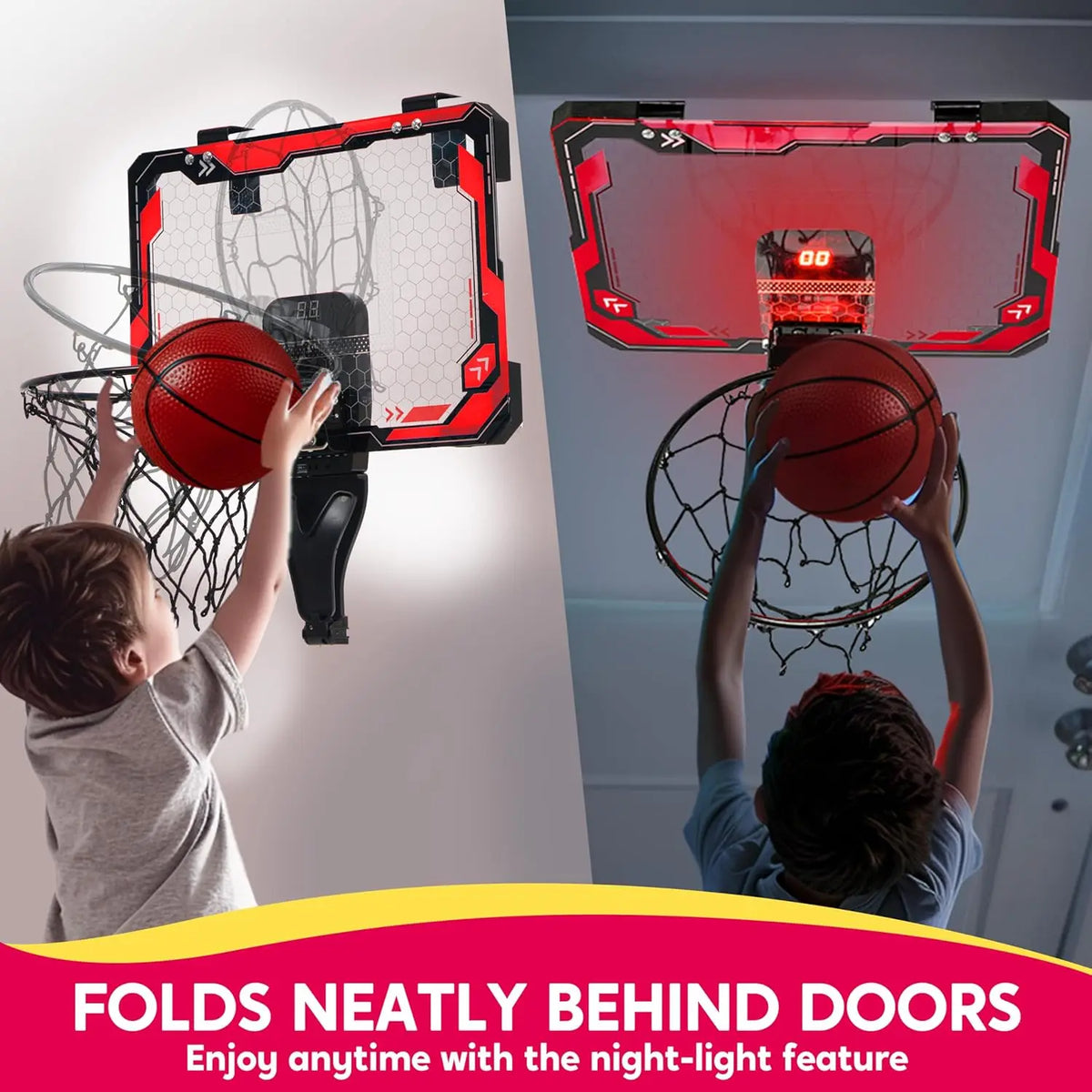 Joyfy Mini Indoor Basketball Hoop with LED Lights and Scoreboard by S And B Enterprise