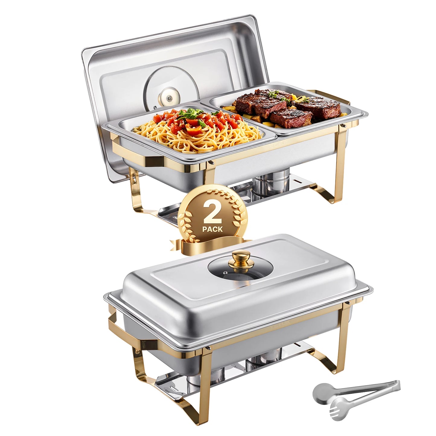 SucceBuy Stainless Steel Chafing Dish Buffet Set With 4 Pans