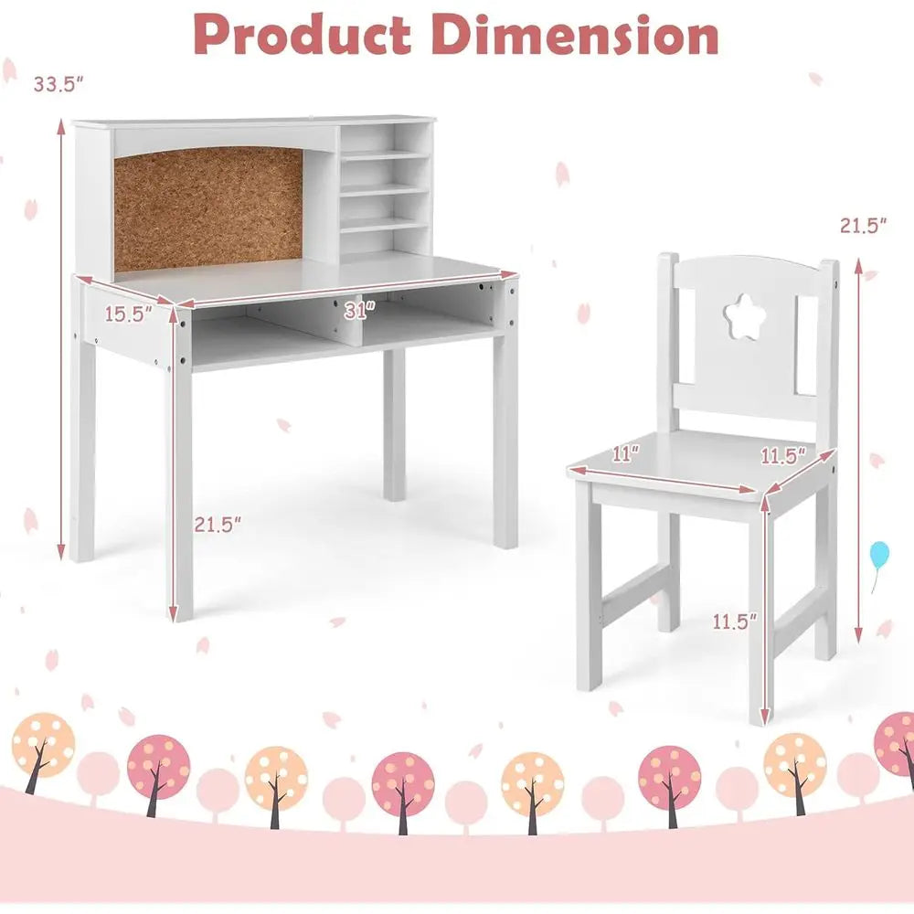 Kids Desk And Chair Set Wooden Desk With Storage Hutch by S And B Enterprise