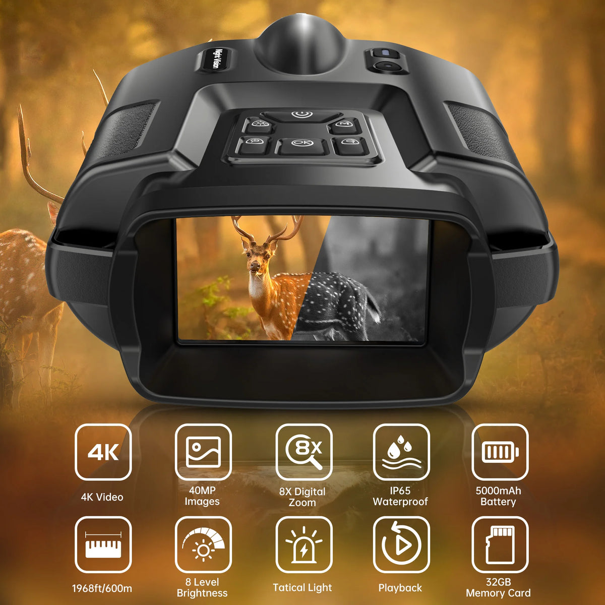 DIYIMINE Night Vision Binoculars 4K Infrared 8X Zoom Goggles by S And B Enterprise