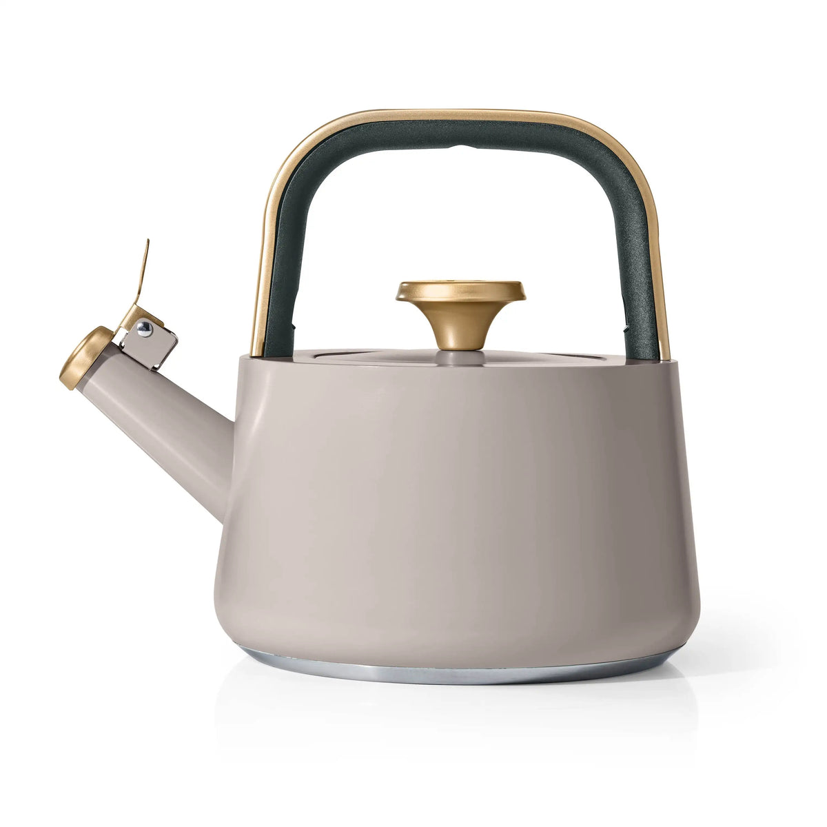 Tea kettle 1.8L ceramic non-stick, sage green with bronze trim for stovetop use
