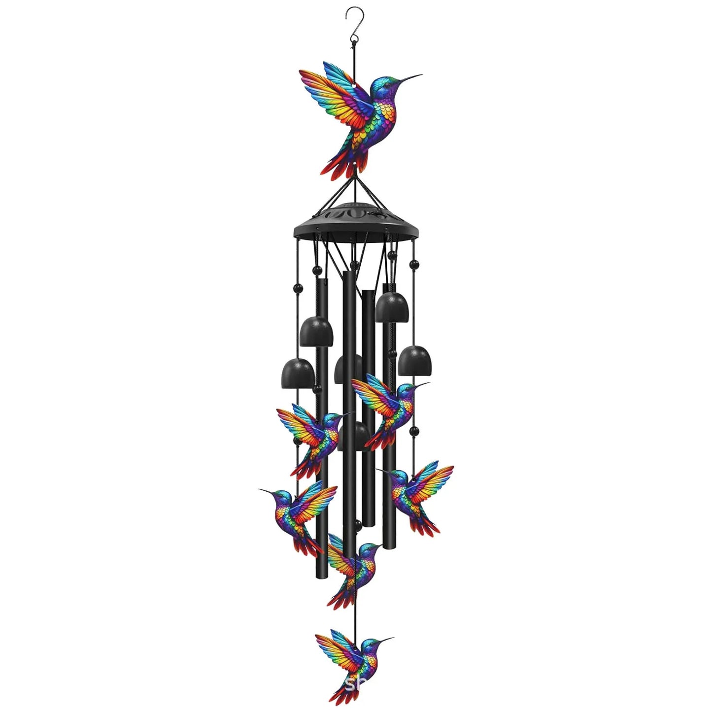 Lucky Wind Chime Garden Decor With Gradient Bird Ornament by S And B Enterprise