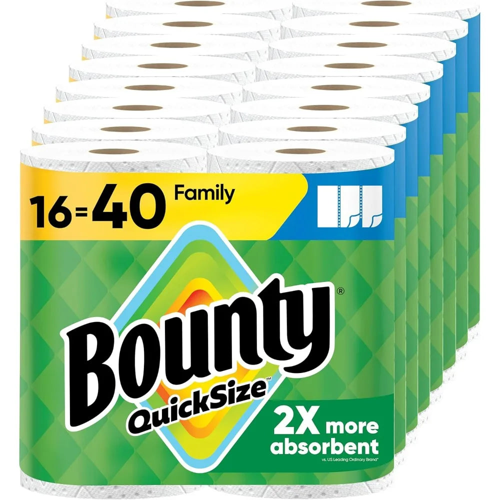 Bounty QuickSize paper towels, white; 16=40 family rolls, 2X more absorbent