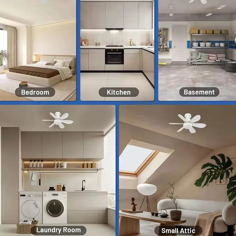 Ceiling Fan With Remote Control LED Light E27 Base by S And B Enterprise