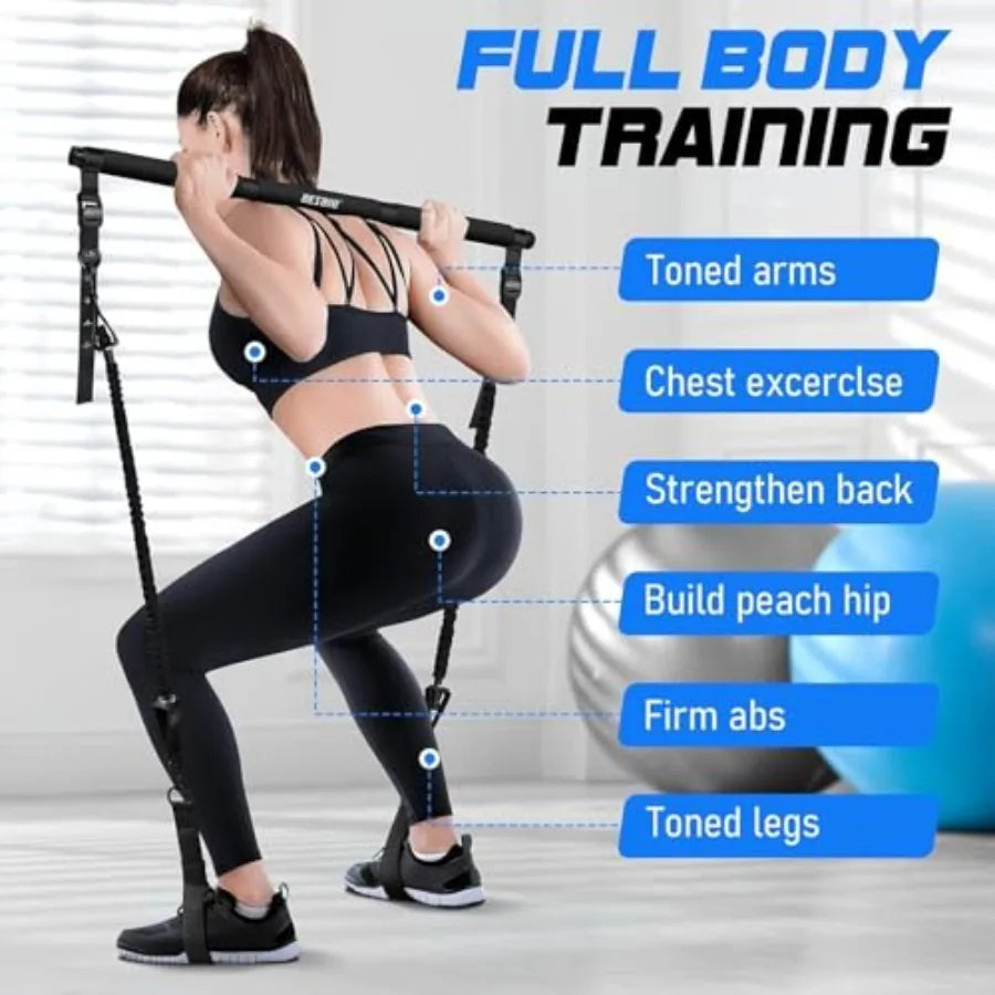 Pilates Bar Kit With Resistance Bands by S And B Enterprise