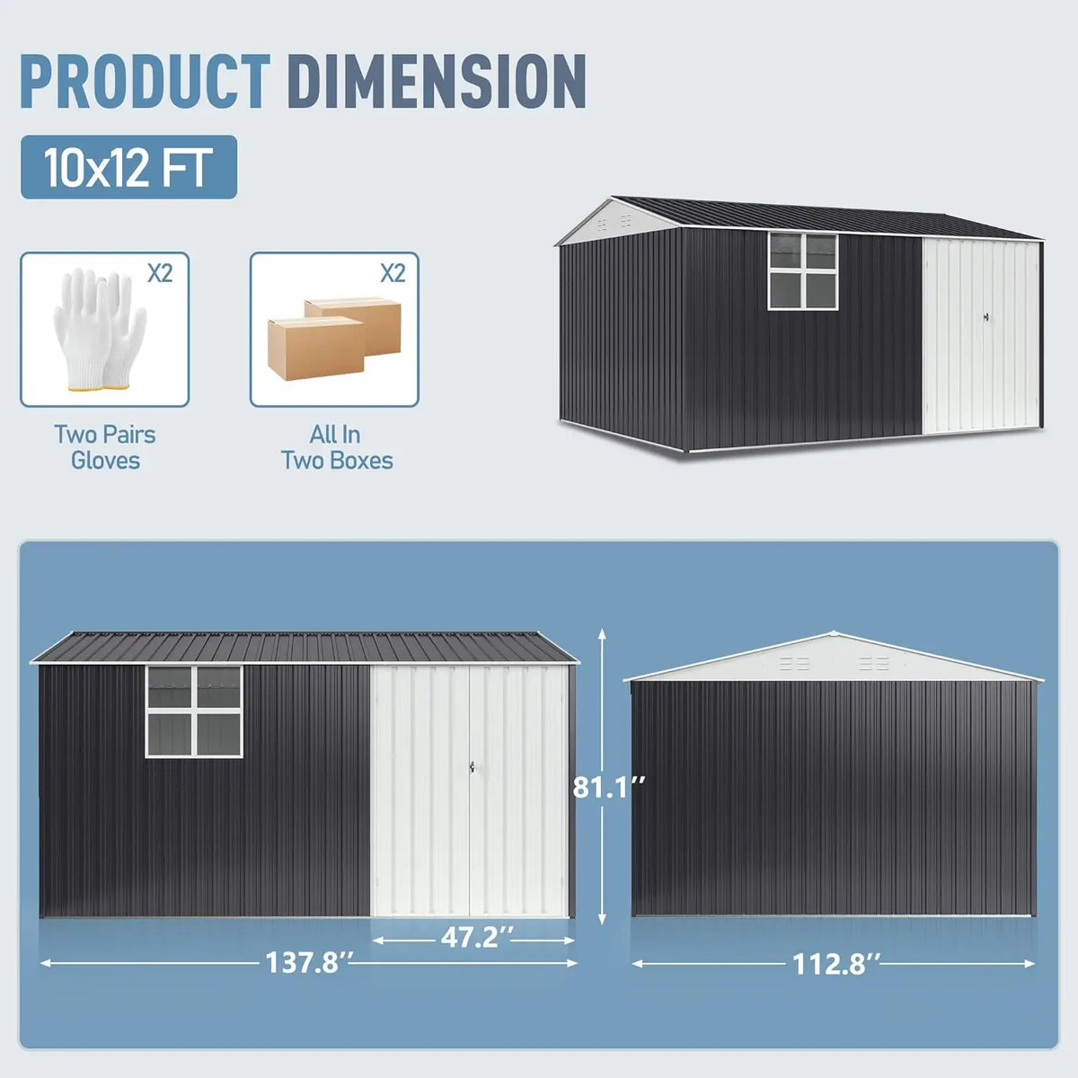 VIWAT Outdoor Metal Storage Shed With Lockable Door And Window by S And B Enterprise