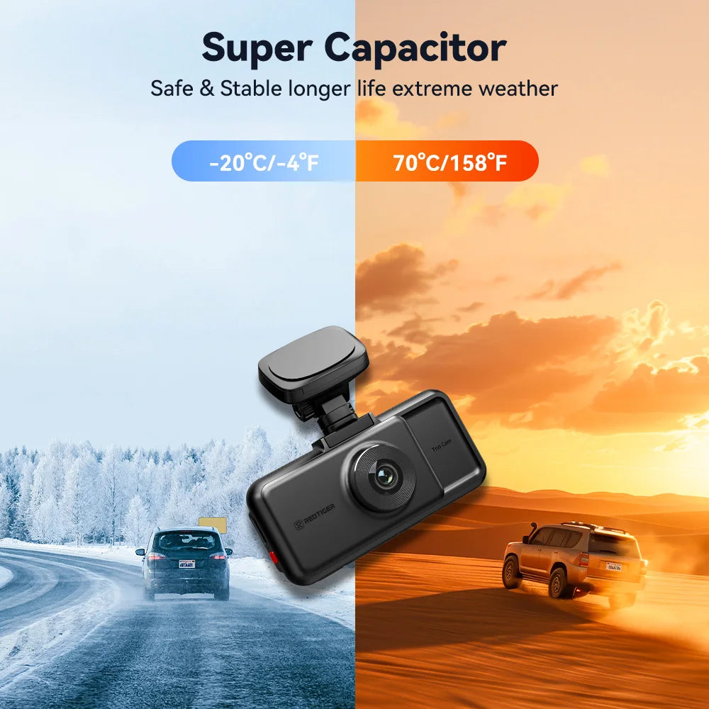 RedTiger A6 4K DashCam With GPS Night Vision Parking