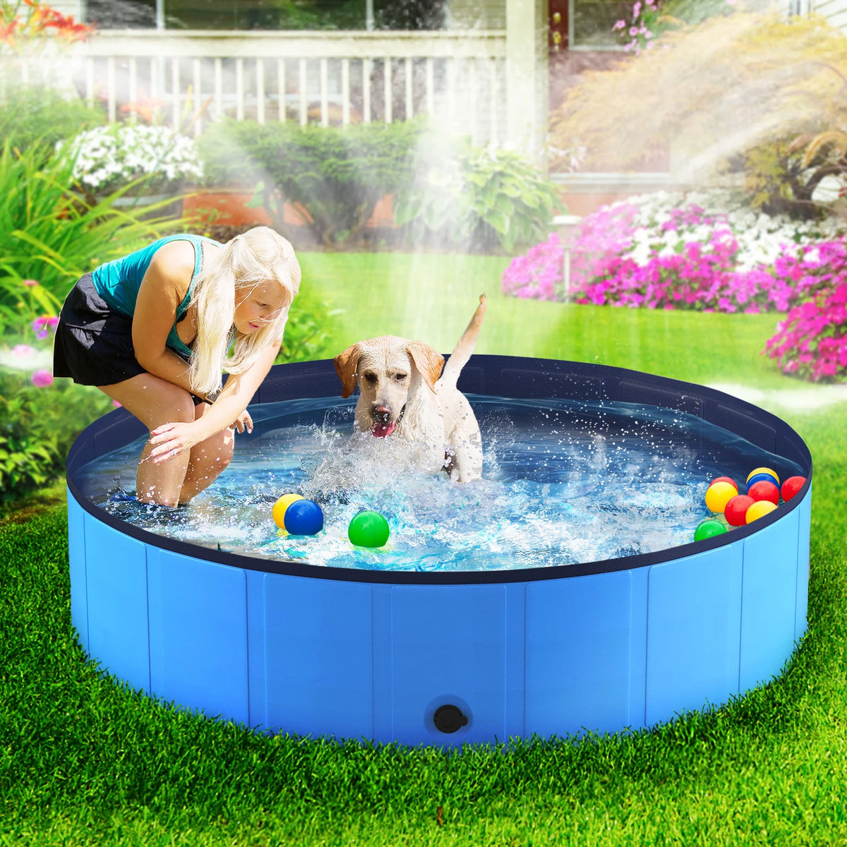 Portable Foldable Dog Pool For Pets Anti Slip Bath Tub by S And B Enterprise