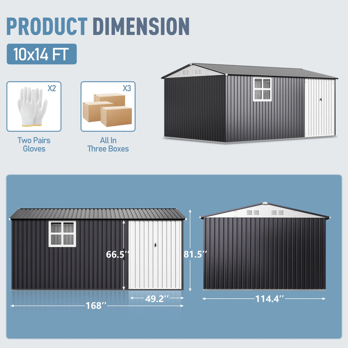 VIWAT Outdoor Metal Storage Shed With Lockable Door And Window by S And B Enterprise