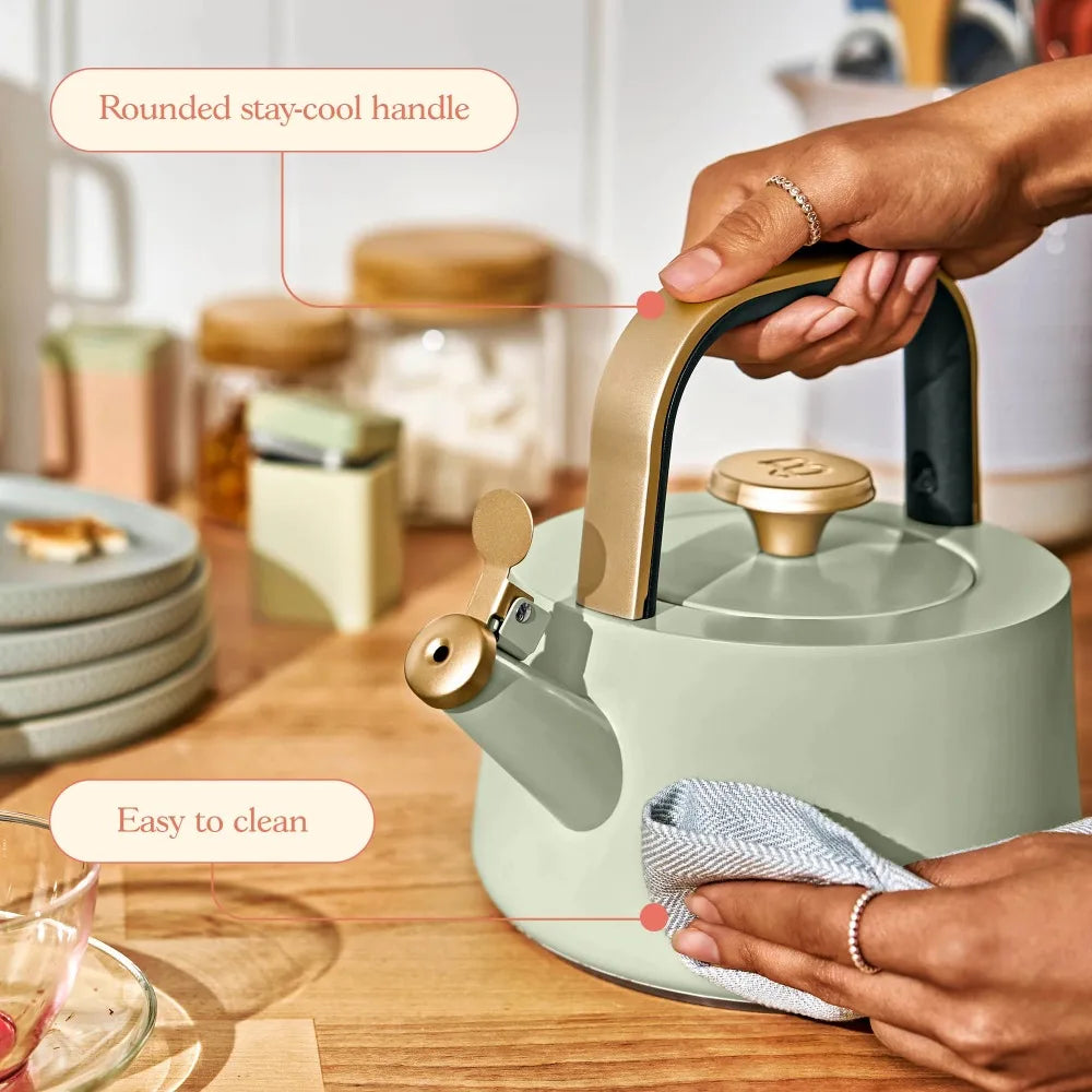 Ceramic non-stick tea kettle, 1.8L, sage green by S And B Enterprise