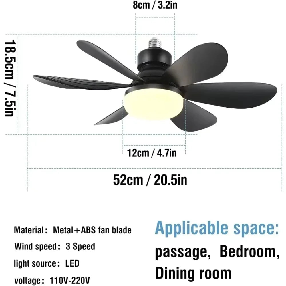 Ceiling Fan With Remote Control LED Light E27 Base by S And B Enterprise