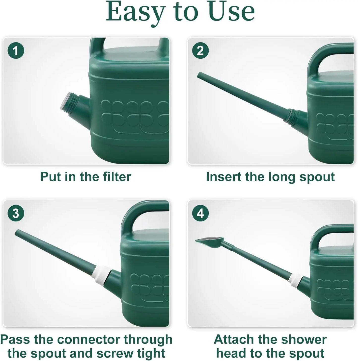 None Garden Watering Can With Removable Spout And Sprinkler Head