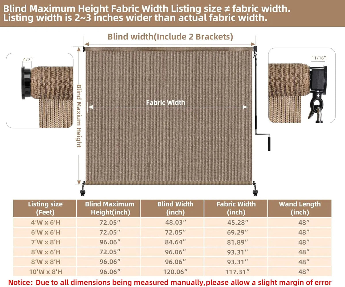 Cordless Outdoor Roller Shade UV Blocking Privacy Screen For Patio by S And B Enterprise