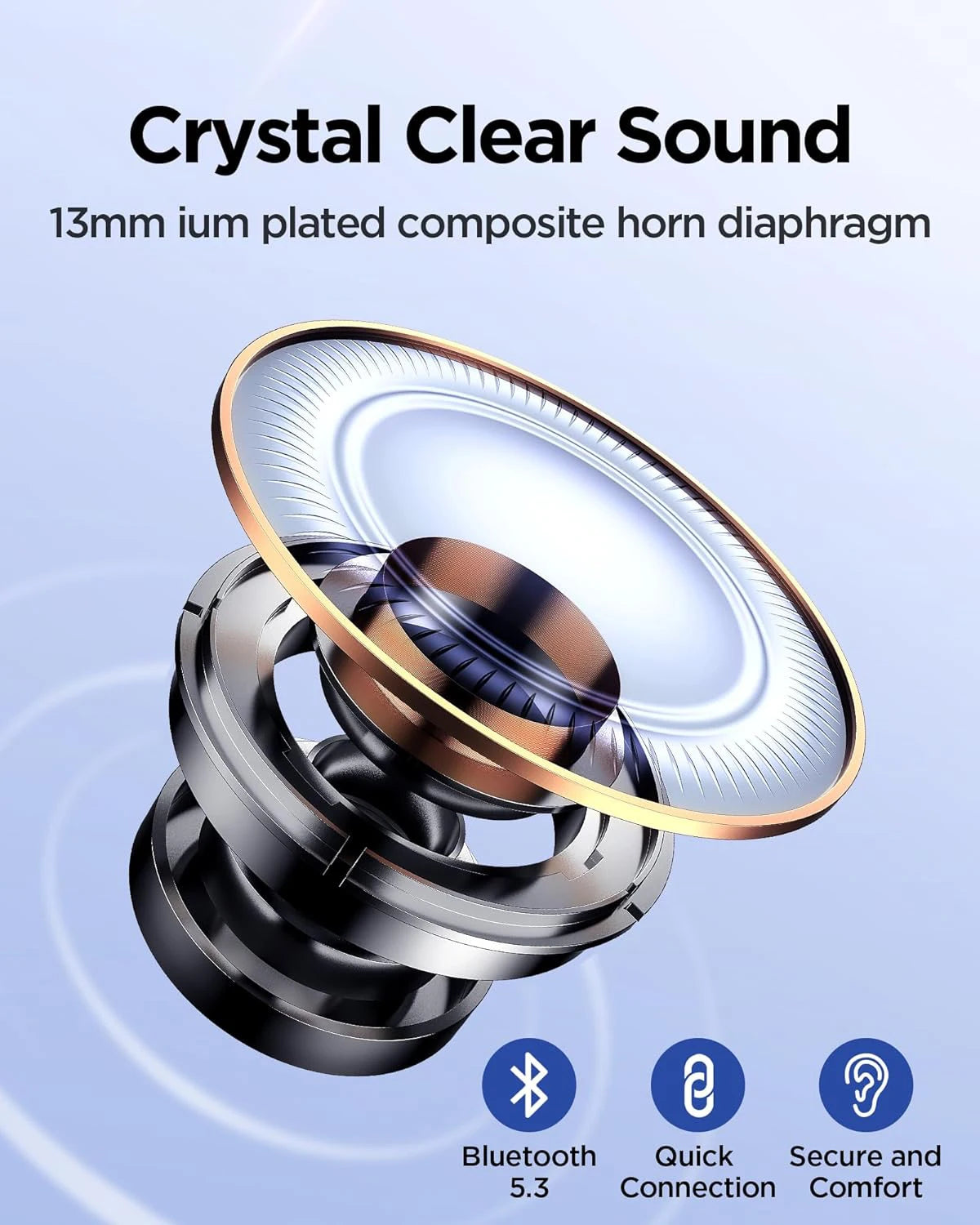 2026 New Air 3 Pro Bluetooth wireless earbuds with crystal clear sound and gold metal ring accents