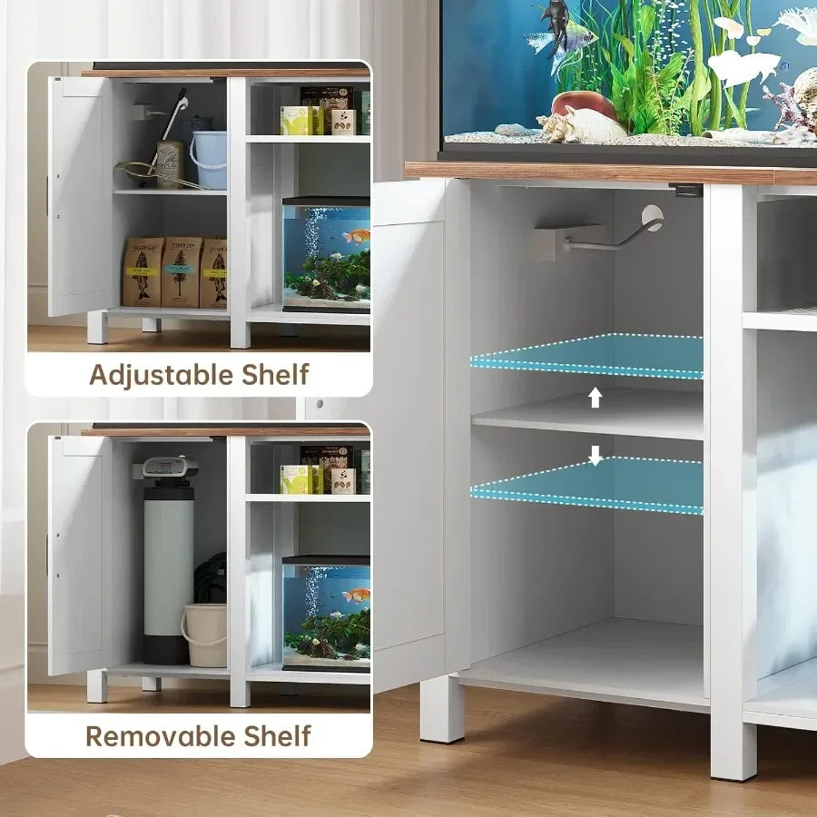 Heavy Duty Aquarium Stand With Builtin Power Outlet And Cabinet