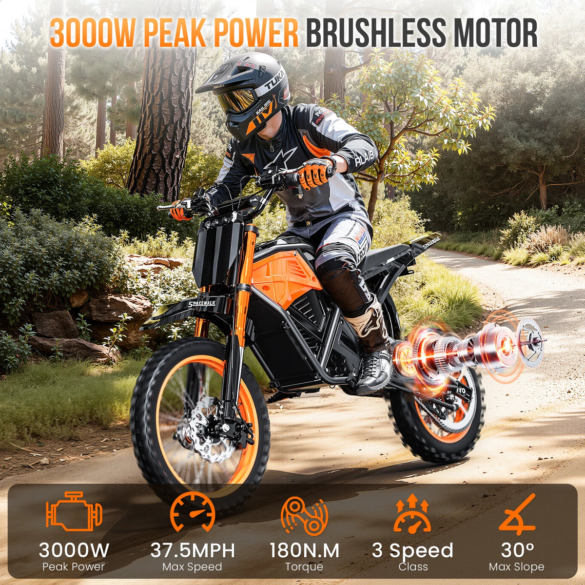EILLEO SPACEWALK 48V Electric Dirt Bike EB007 3000W Peak Power by S And B Enterprise