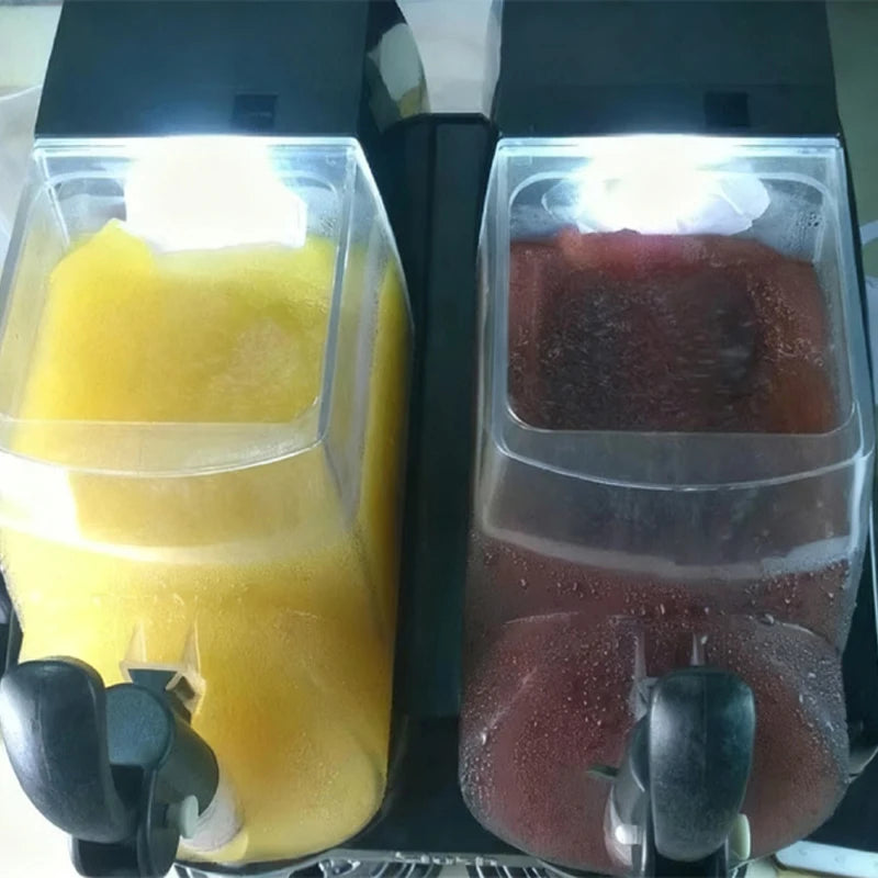 Commercial slushy machine, dual-hopper with yellow and red slush